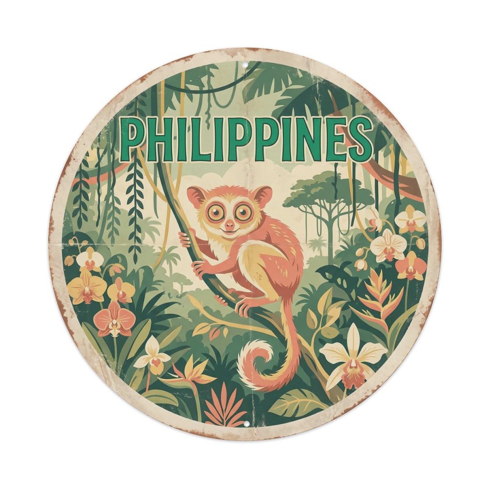 Philippines Tarsier Tropical Jungle Metal Tin Sign