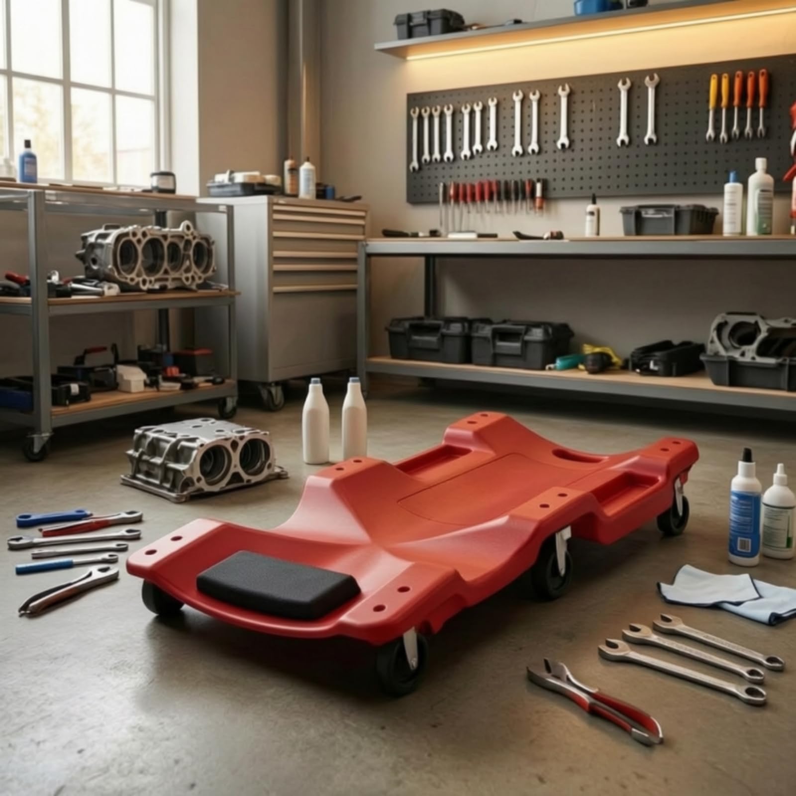 Mecánico Ergonómica Taller Compacta Herramienta para Mecánicos, Garaje, Rojo, 36 Pulgadas