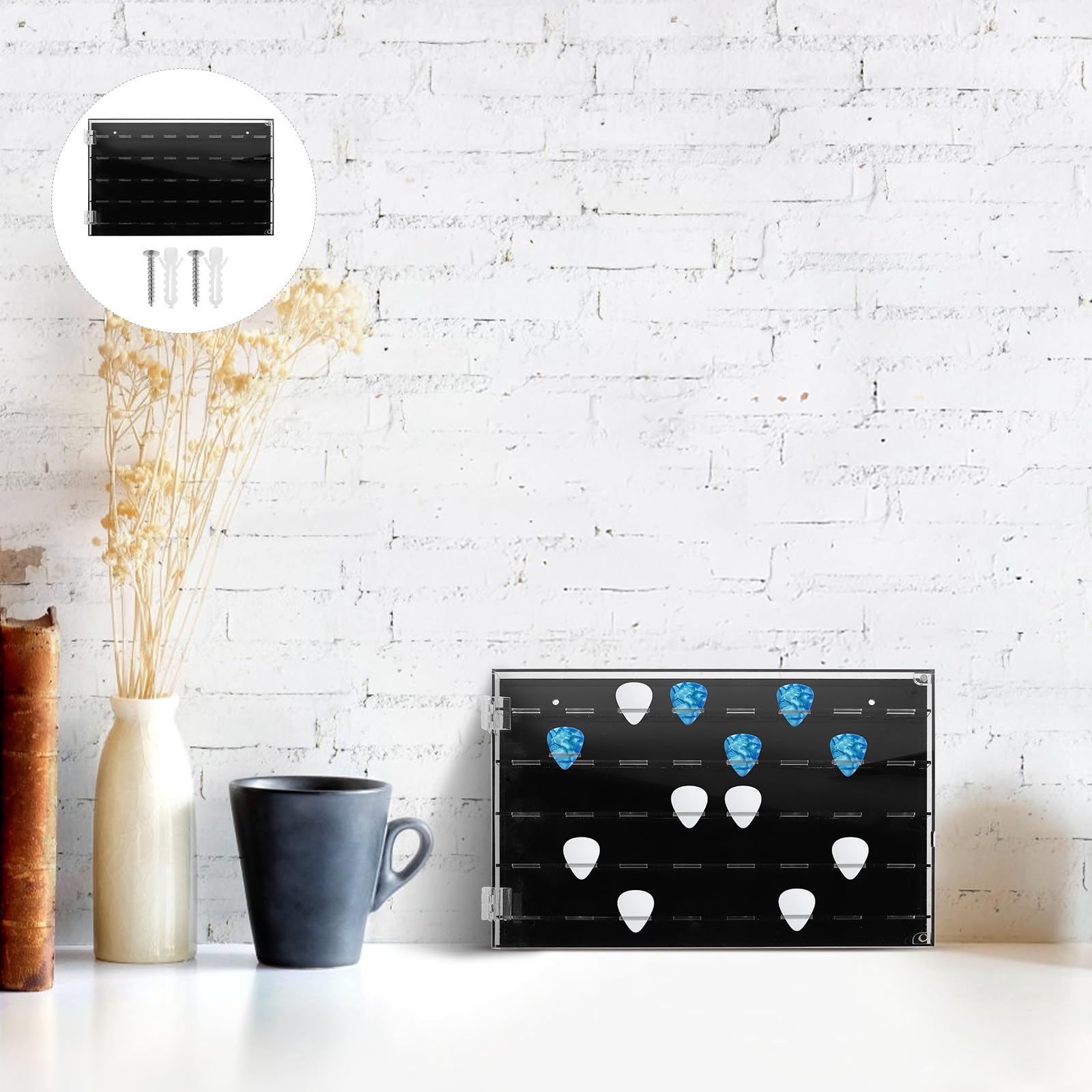 Toyvian Przezroczysty Organizer Kostki Do Gitary z Przegródkami Ścienny Uchwyt Piórka Akustyczne i Elektryczne Kompaktowe Etui Do Przechowywania Kolekcji dla Muzyków i Miłośników Muzyki