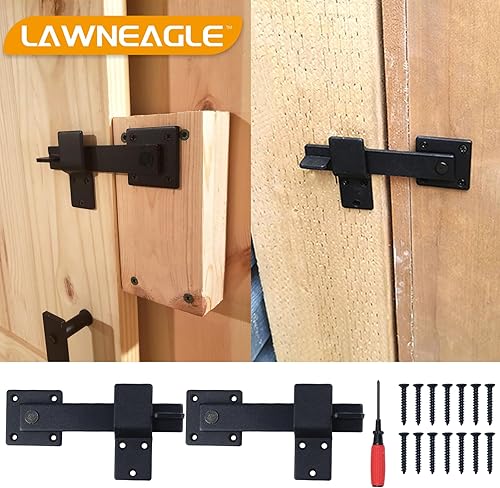 Miniatura 2 de Paquete de 2 pestillos de puerta de valla abatible de 6 pulgadas con destornillador para puerta corredera de valla de madera, granja, jardín, patio,