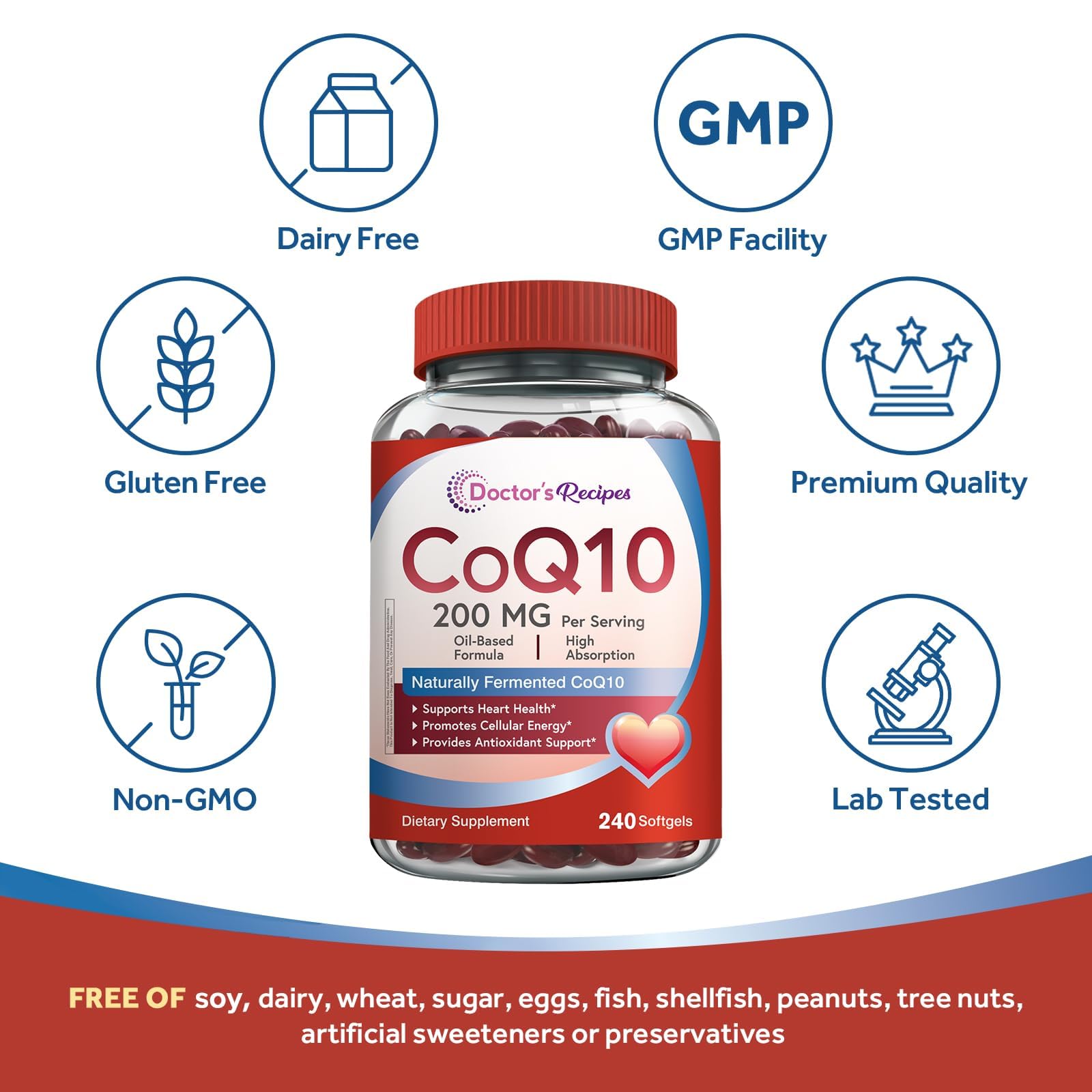 Doctor's Recipes CoQ10 200mg Per Serving, High Absorption with Olive Oil — Amazon image 6