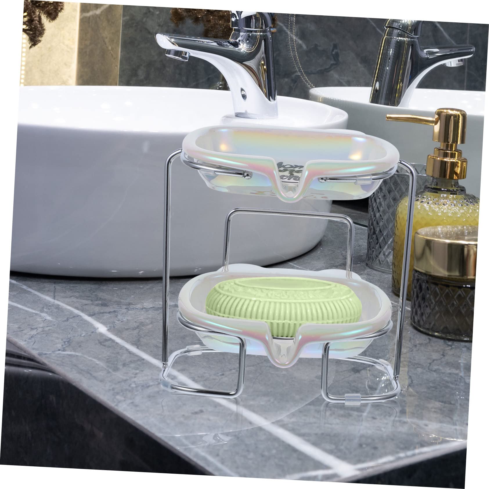 1juego Jabonera De Cerámica con Drenaje Forma De Cabeza De Oso Soporte Elegante para Jabón Diseño Moderno y Atractivo para Baño como De Inauguración