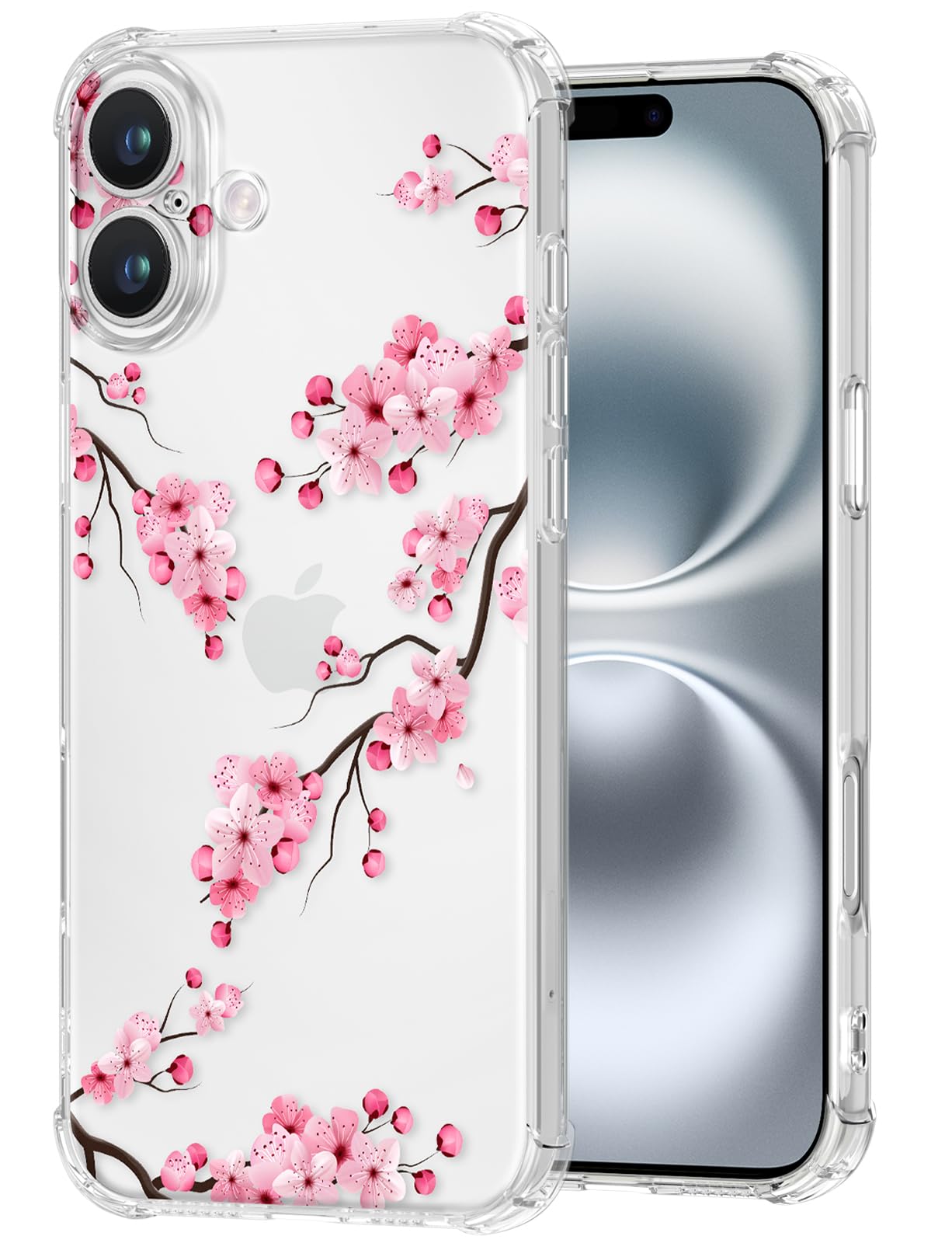 Floral IPhone 16 Plus Case - Cute Clear Case With Flower Pattern & Camera Protector