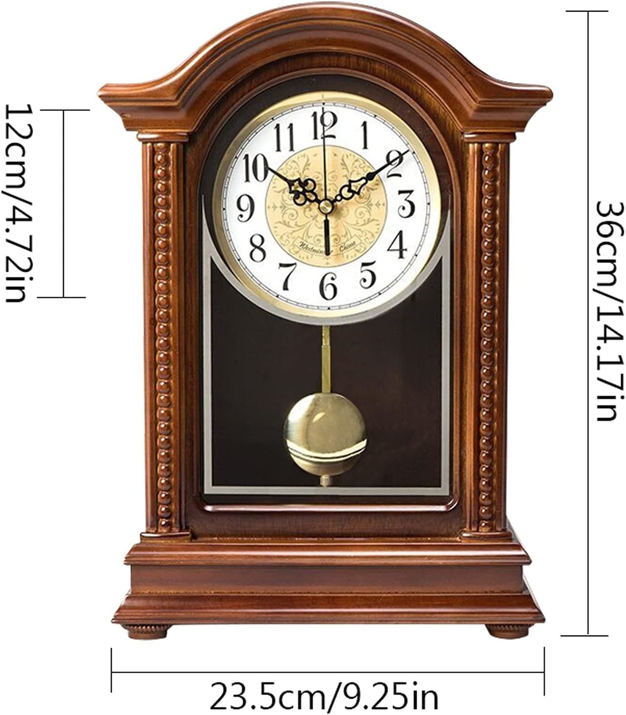 Desk Clock Table Clock Desk Clock Living Room Creative European Style Large Retro Mute Chinese Retro Clock Pendulum Clock Wooden Seat Clock