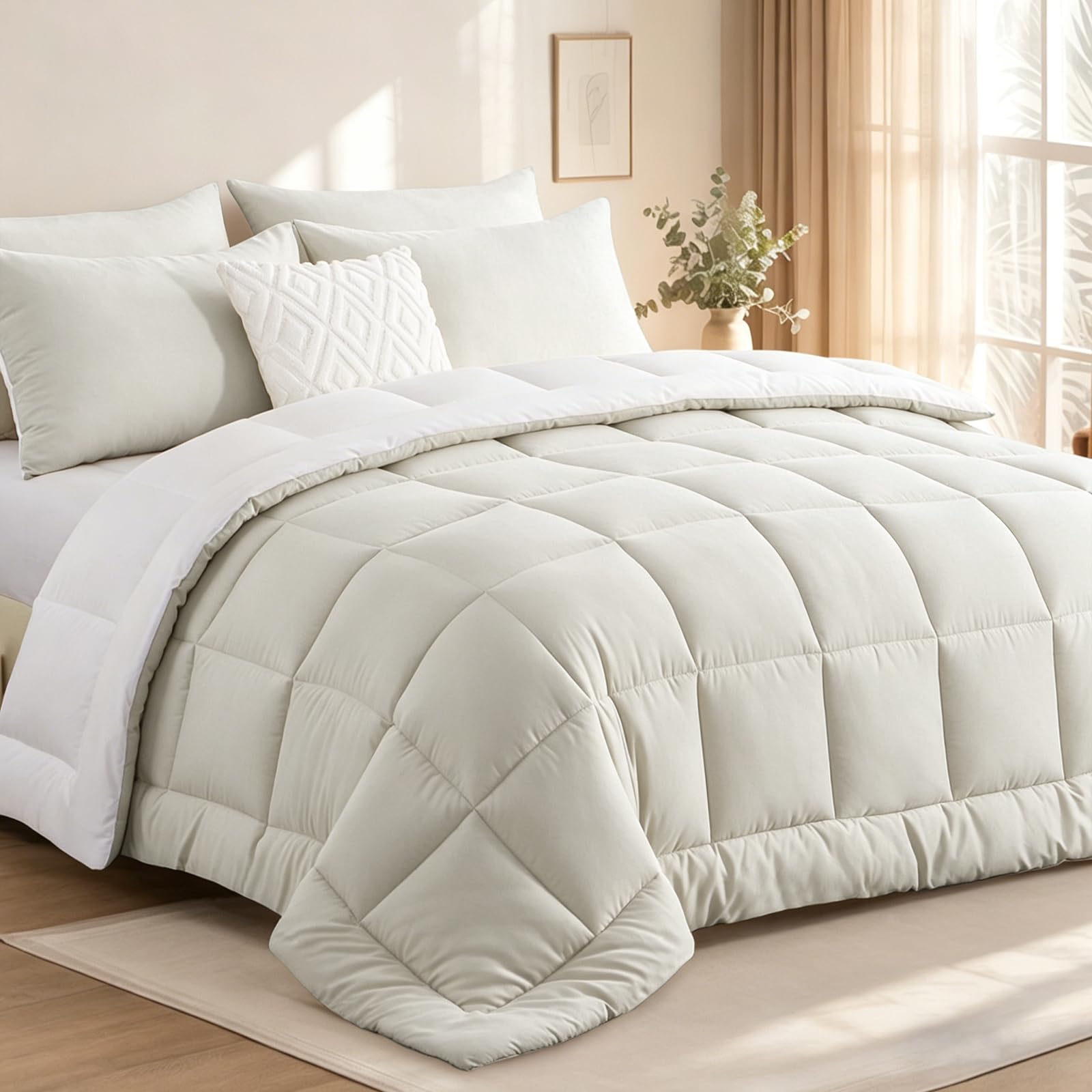 Tifschlaf Coverless Duvet King Size 13.5 Tog - Beige/White 230x220cm