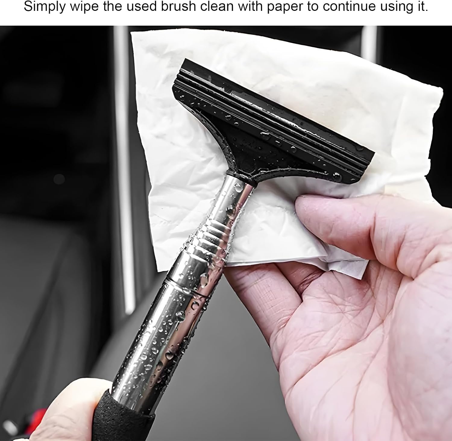 Car Rearview Mirror Wiper, Portable Side Mirror Squeegee Water Cleaner with Retractable Long Rod, Auto Window Squeegee Universal Cleaning Tool for Rainy Foggy Weather (Pink)