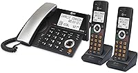 Vista 16 de AT&T DECT 6.0 Teléfono doméstico con cable/inalámbrico con 2 auriculares y contestador automático, bloqueador inteligente de llamadas, identificador