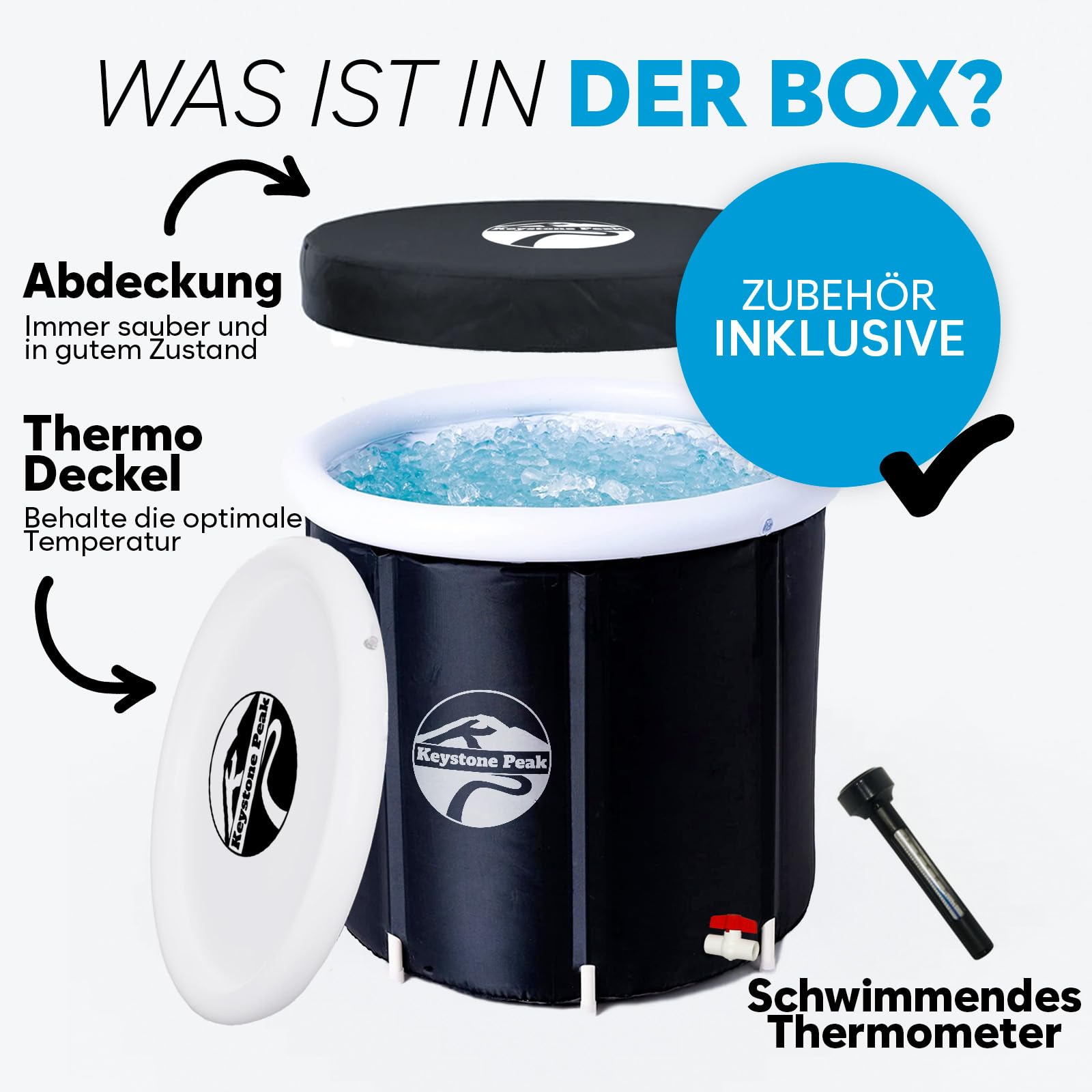 Cold Plunge Tub - Tragbare Eisbadewanne für Sportler & Erwachsene - Aufblasbare Badewanne für Kaltwassertherapie, Sporterholung & Wellness - Outdoor & Indoor - 5 Jahre Garantie