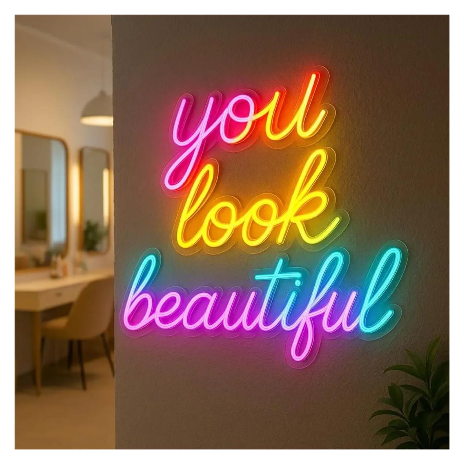 Shouxi C Sign Lamp You Look Beautiful Neon Sign Handmade Lights Suitable For Beauty Salon Wall Decor 40Cm(C)