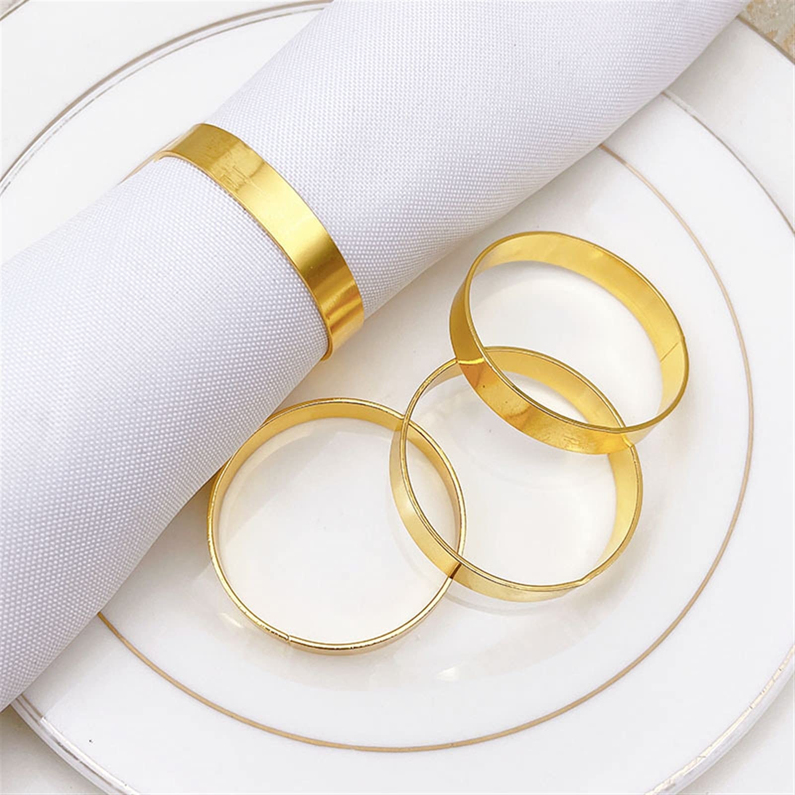 servilletero 10 unids Hotel Simple Ring Metal Napkin Hebilla Anillo de servilleta Anillo de servilleta Anillo (Color : Gold)