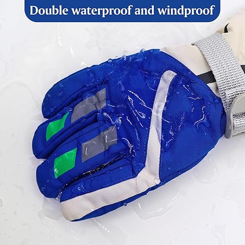 Miniatura 3 de HADEEONG Guantes de invierno para niños, impermeables, guantes de nieve para niños y niñas, guantes cálidos para deportes al aire libre, snowboard,