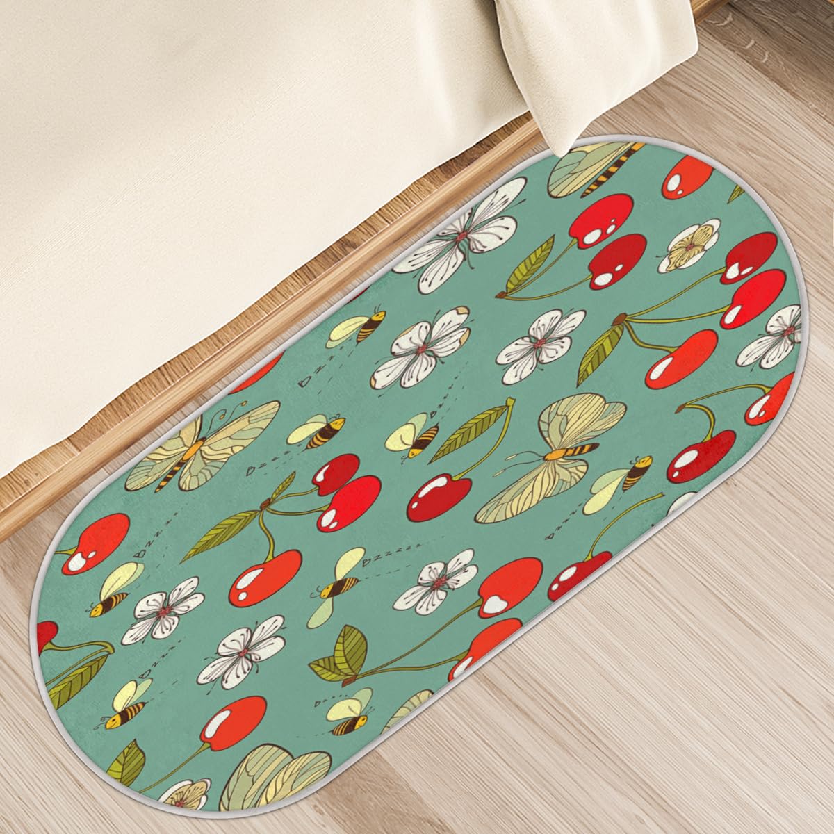 TropicalLife Uroczy kwiat wiśni dywanik mata 50 x 120 cm, wiśnia długie włosy pogrubione dywaniki do pokoju kuchni domu łazienki wewnątrz antypoślizgowa mata podłogowa dywaniki