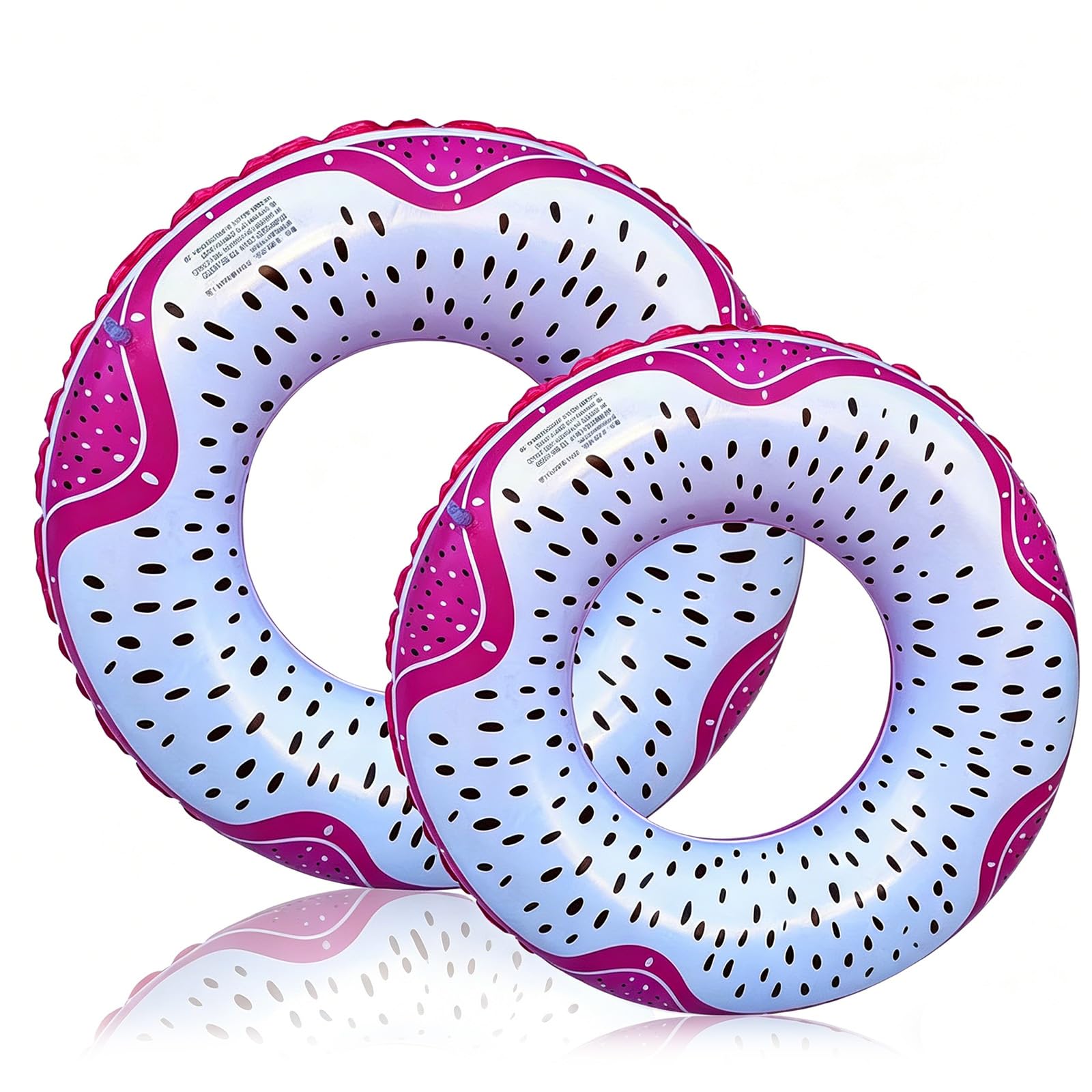 2pcs Swimming Ring Inflatable Rubber Rings for Kids Adults,70/90cm Dragon Fruit Inflatable Pool Ring Floaties Swim Rings Water Float Inflatables Pool Floats for Girls Women Beach Summer Water Party