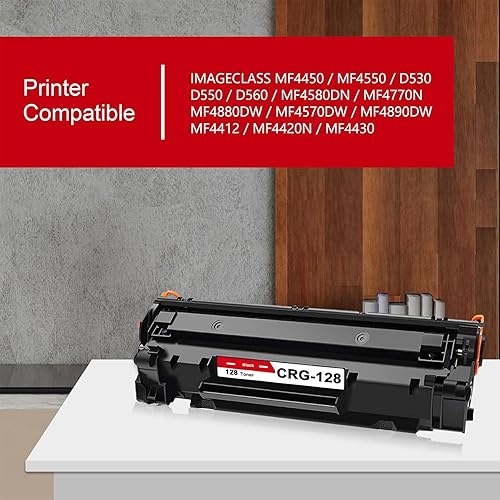 Miniatura 2 de Cartucho de tóner 128 CRG128 de alto rendimiento (paquete de 2 unidades, negro) - Compatible con PINOS 128 3500B001 Reemplazo de tóner para