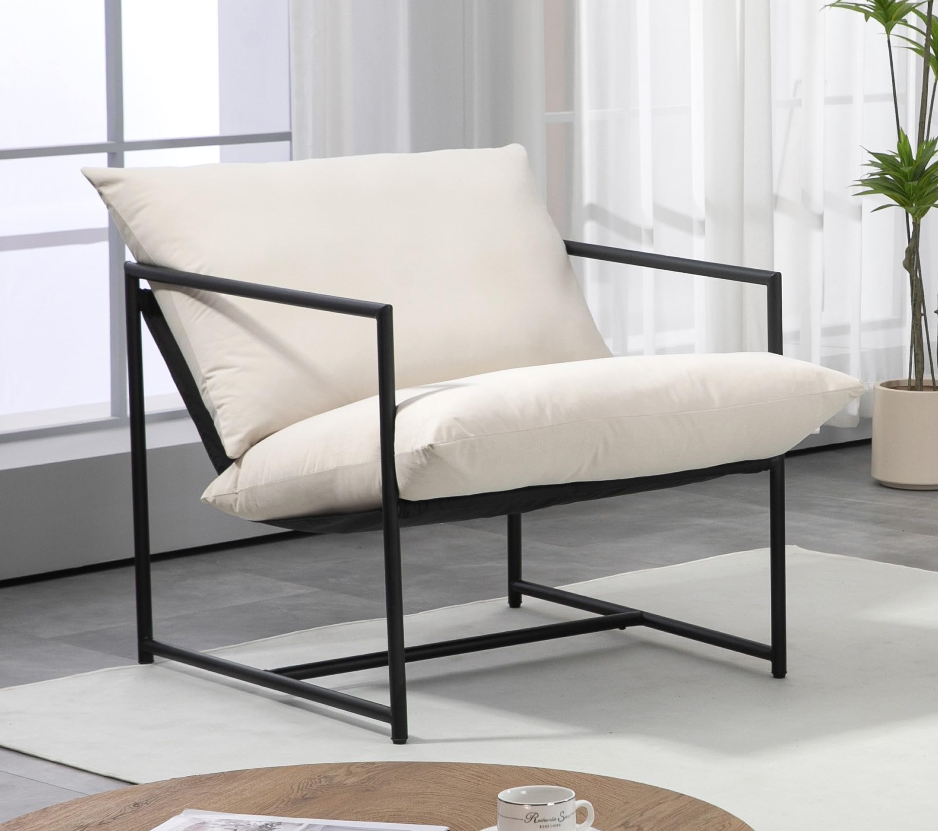 Container Furniture Direct Serenity Accent, Modern Velvet Arm Chair with Reclined Seat, Sleek Design, Durable Metal Frame, Soft Upholstery and Plush