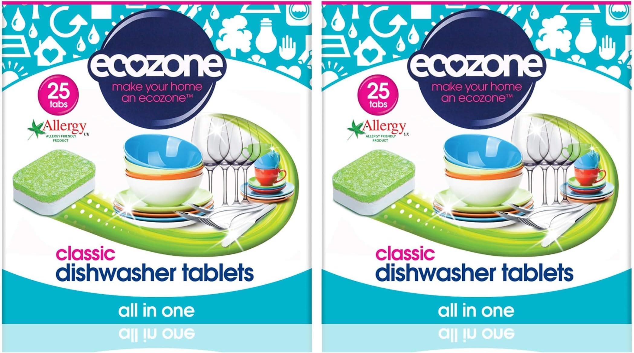 Ecozone Classic Dishwasher Tablets, Effective Cleaning Formula Cuts Through Grease & Grime, Natural Vegan & Non Toxic Tabs, Plant Based Plastic-Free, Leaves No Residue (Pack of 50 Capsules)