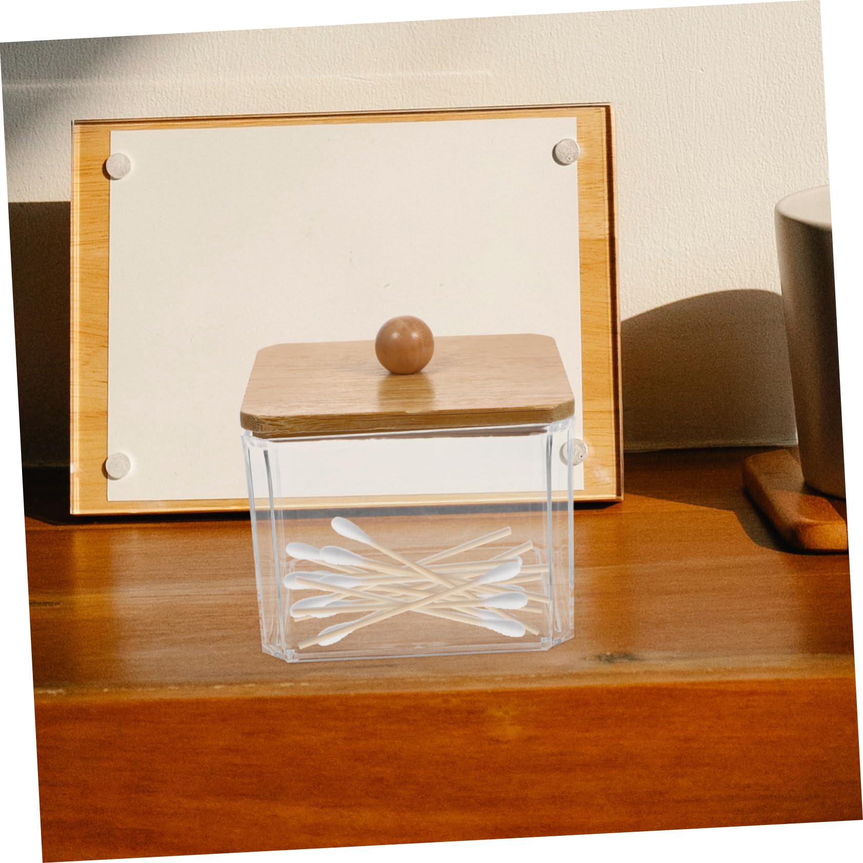 PRETYZOOM 4 Stück Staubdichte Wattestäbchenbox make up schmink wattepads organizer schminkbox Make-up-Organizer aus Baumwolle Halter für Wattepads Holz