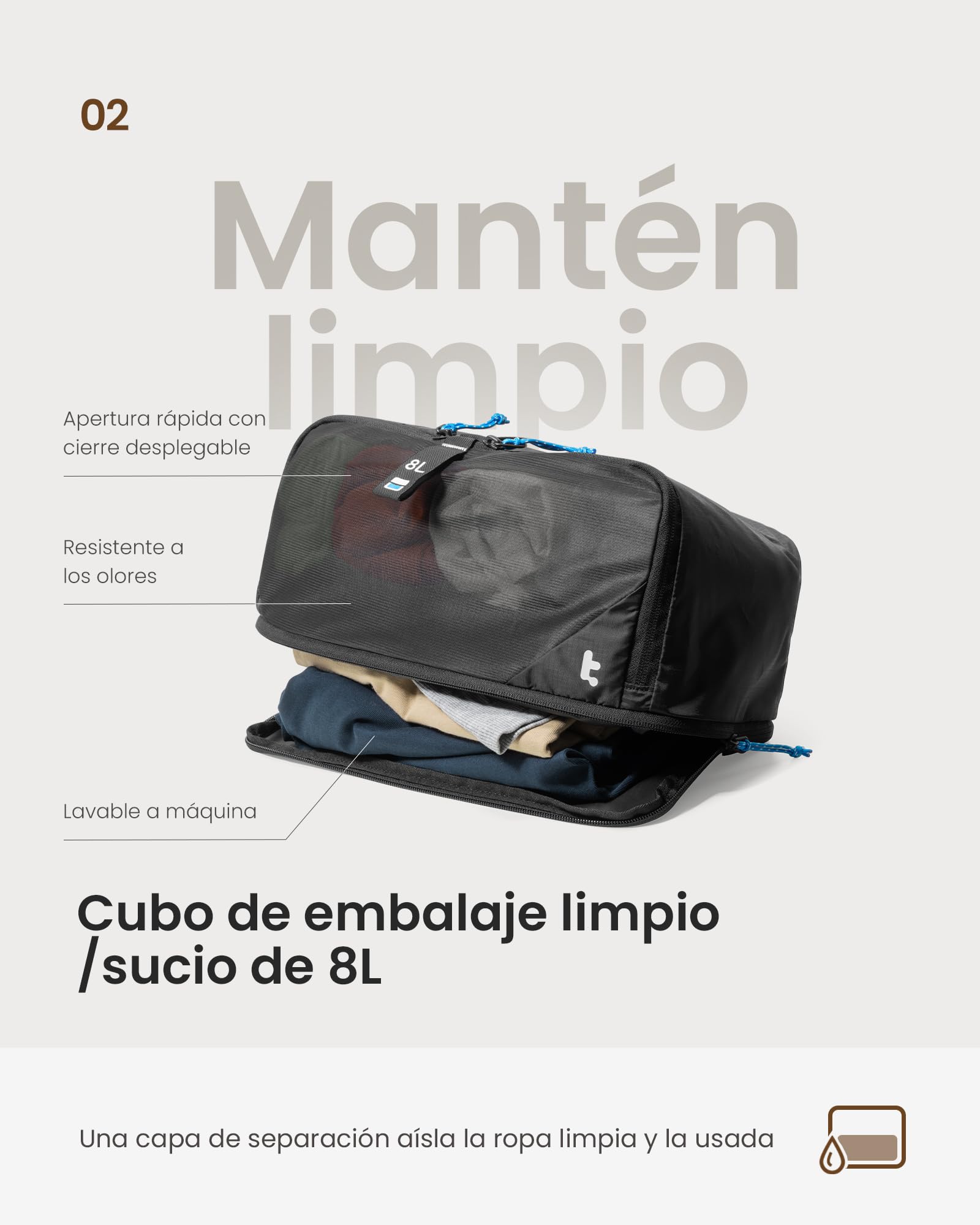 tomtoc Organizador de Maleta Viaje 3 Piezas, Packing Cubes Expandibles con Compresión, Bolsas de Viaje Resistentes a Olores, Organizadores de Equipaje Travel Accesorios Ligeros para Mochila y Maleta
