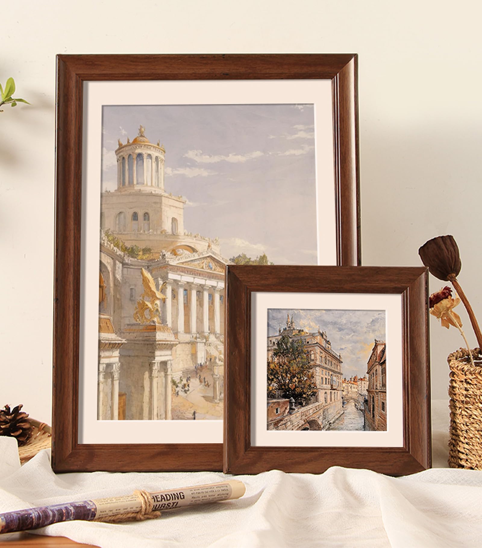 ポスター　額縁付き アンティーク調 ポスター フレーム A2 シャンパンゴールド/キャメル