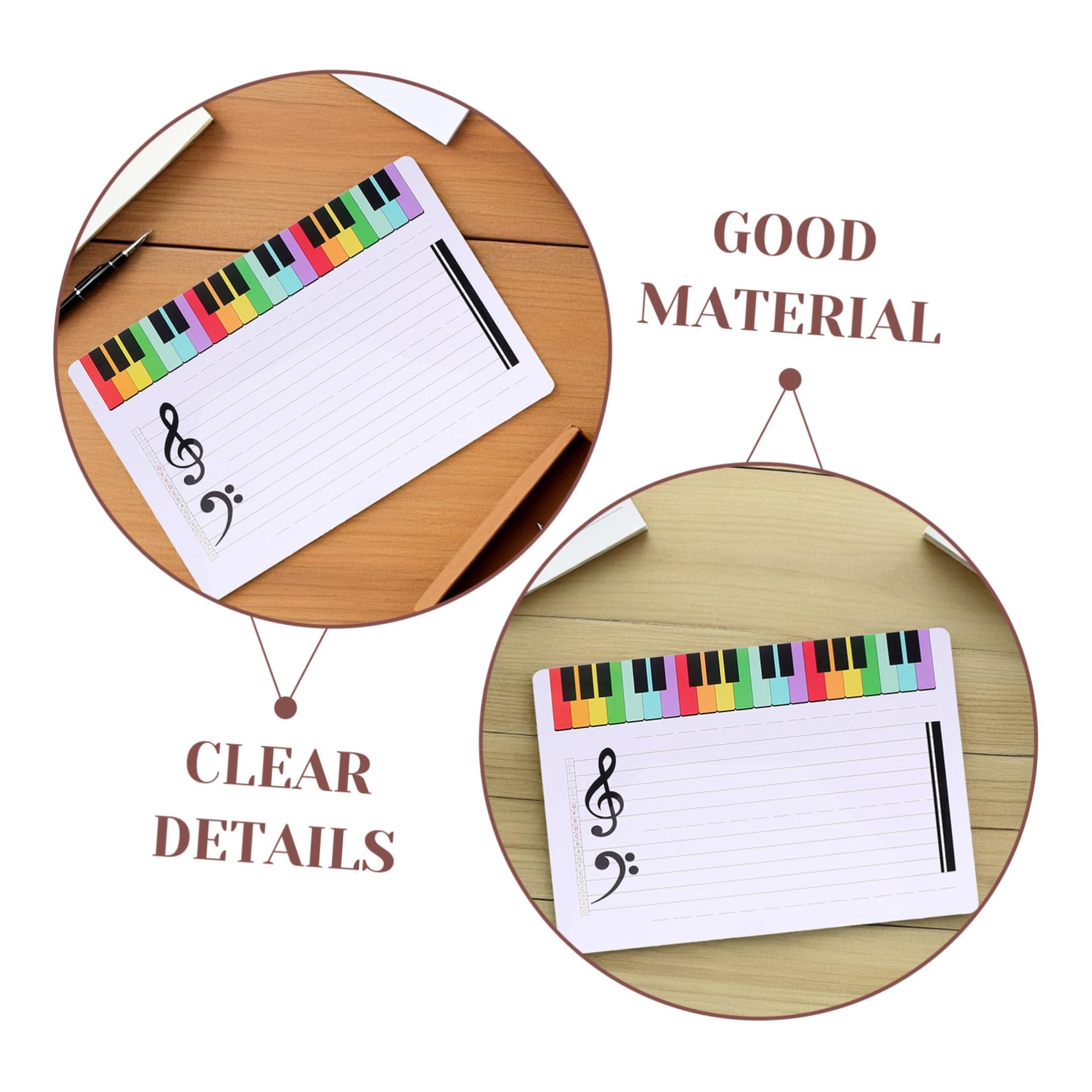 TEHAUX 6 Stück Personal Whiteboard Klavier Löschbare Tafel Musik Trocken Abwischbare Tafeln Tafel Beschreibbare Musiktafel Klavierunterricht Musik Trocken