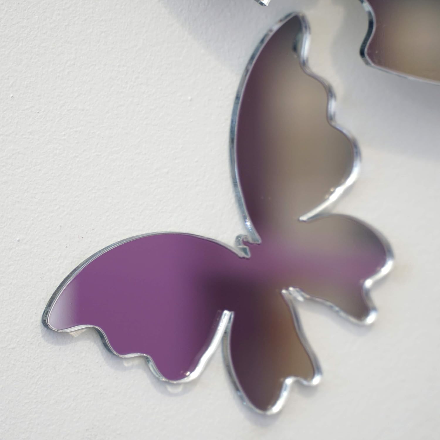 Modern Wall Clock Butterflies Acrylic Glass 30cm dial Silent Movement (Non Ticking) Made in EU (Mirror)