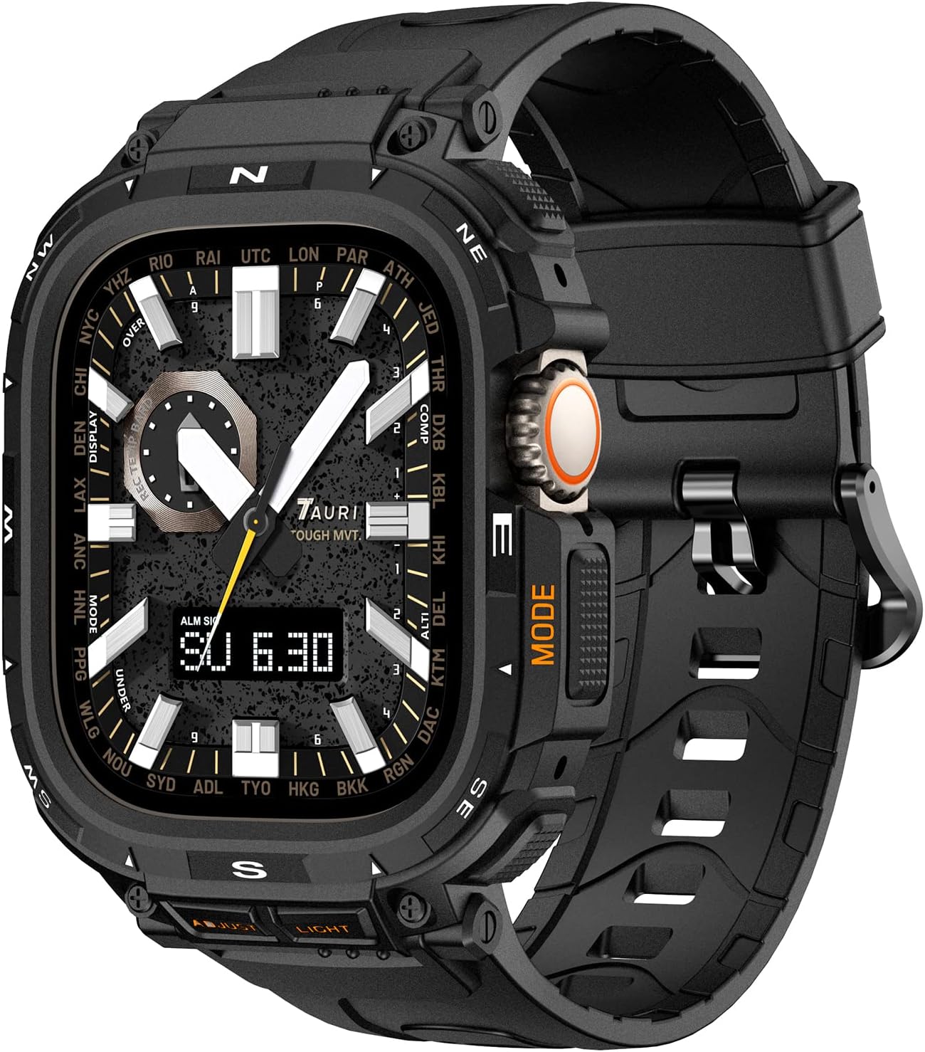 TAURI Bands with Bumper Case Compatible for Apple Watch Ultra 2 (2023) 49mm, [Upgraded Sport Series Design] Adjustable Rugged Cover Strap with Powerful Shockproof for iWatch Ultra 49mm, Men Black