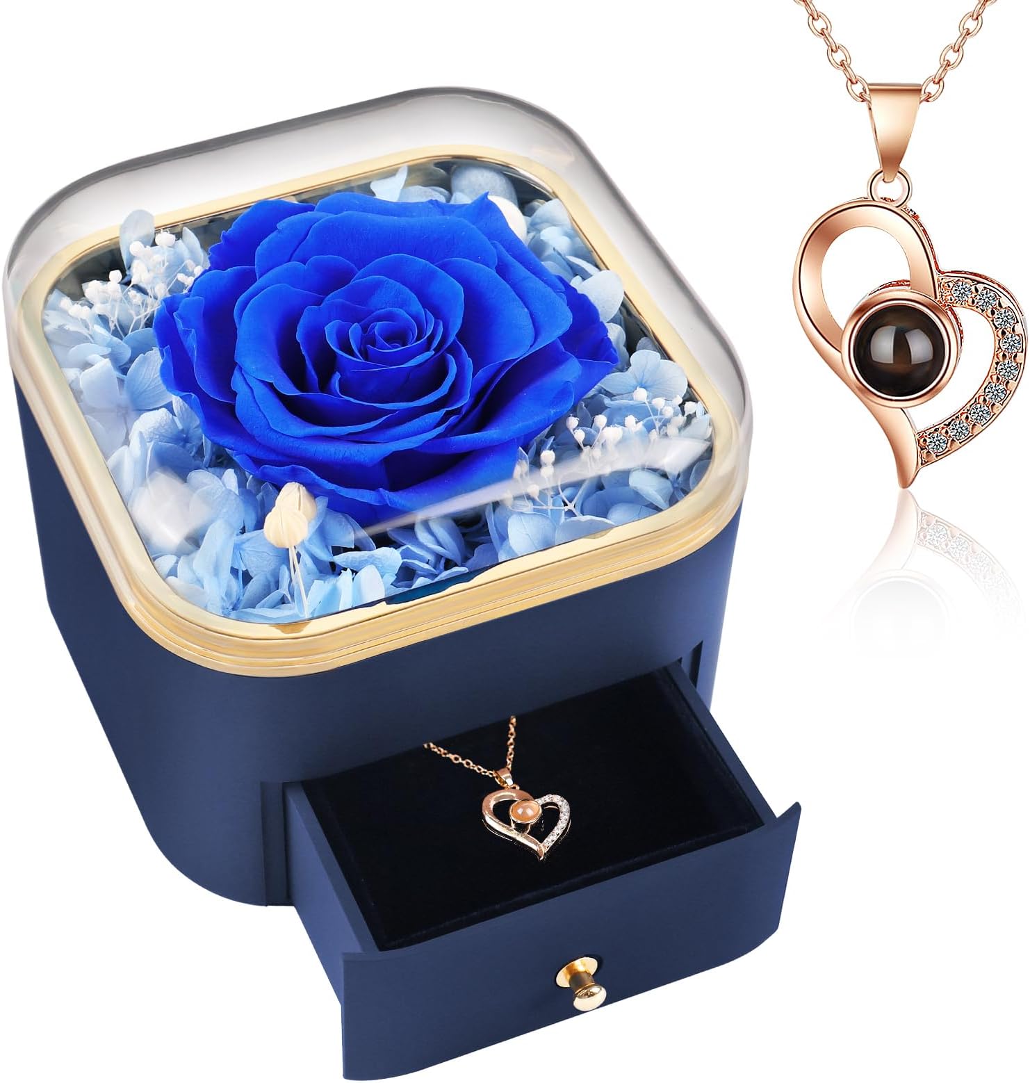 Beferr Birthday Gifts for Women Preserved Rose Gifts for Mum Mothers Day Blue Eternal Flowers Gift for Her Forever Flowers Gift for Mum Girlfriend Grandma Wife Mother Day Valentines Anniversary