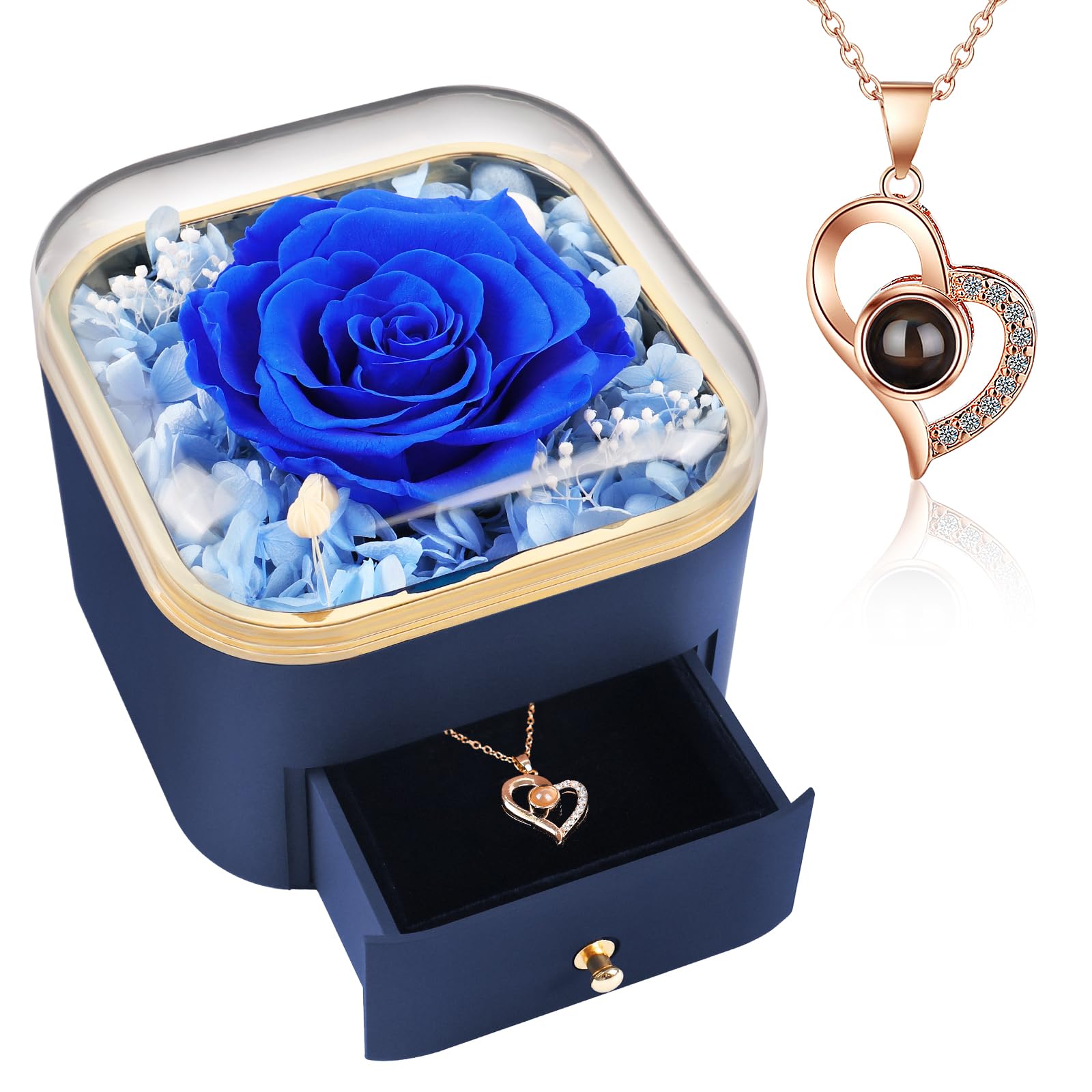 Beferr Birthday Gifts for Women Preserved Rose Gifts for Mum Mothers Day Blue Eternal Flowers Gift for Her Forever Flowers Gift for Mum Girlfriend Grandma Wife Mother Day Valentines Anniversary