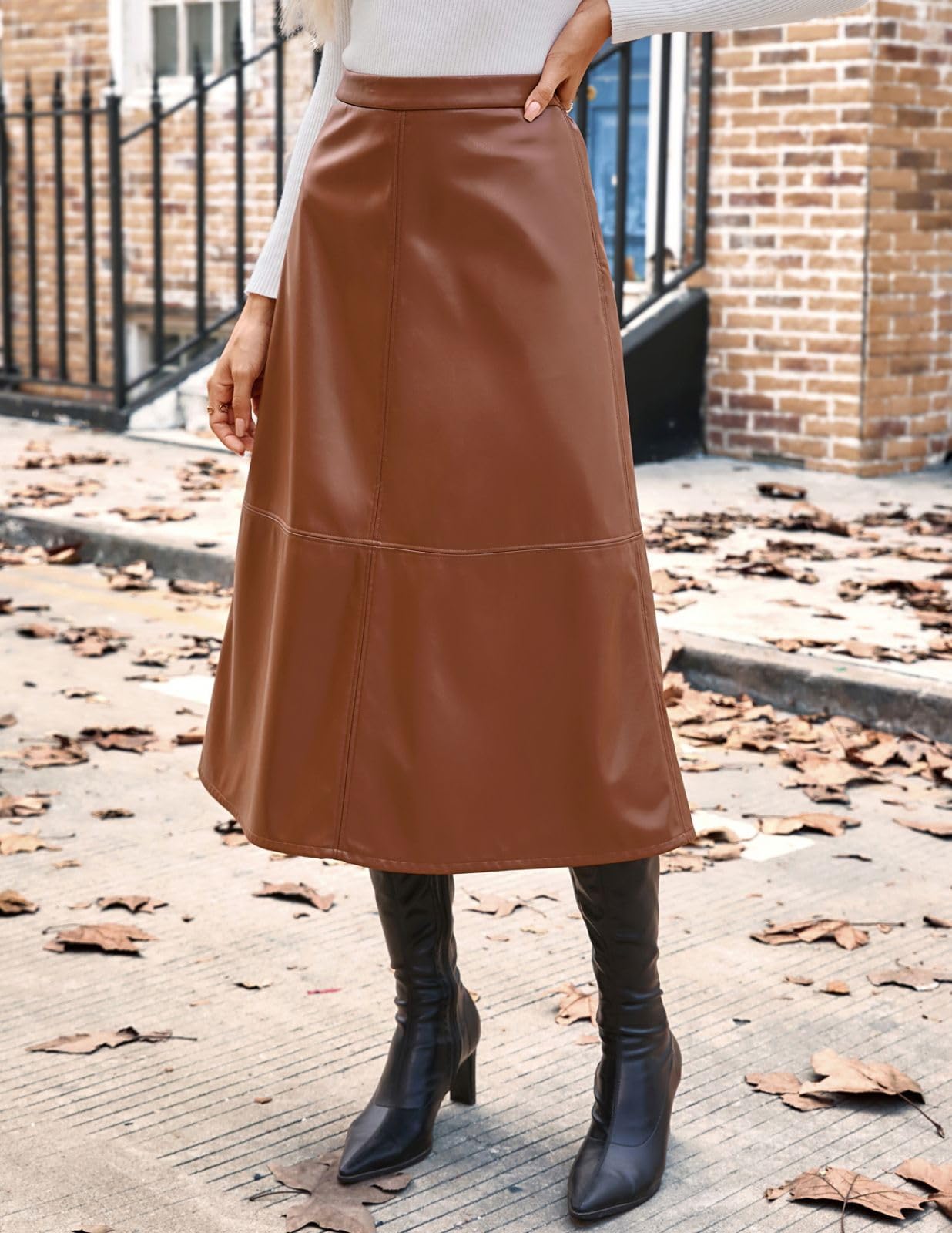 Kate Kasin 2025 Gonne da donna in ecopelle, gonna a vita alta, gonna longuette autunno inverno | Moda Alla Moda Elegante Lavoro Ufficio Affari Abbigliamento Casual Cocktail Dailywear Partito