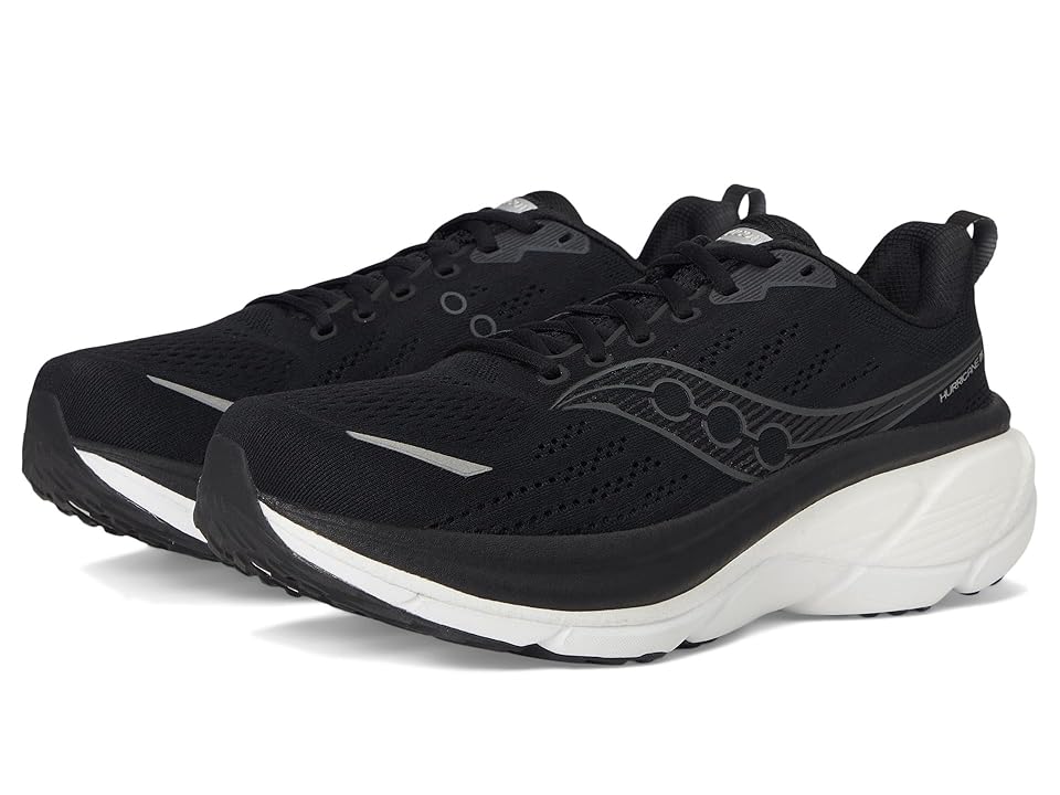UPC 195021194347 product image for Saucony Hurricane 25 Men's Running Shoes Black/White : 9 EE - Wide, Leather | upcitemdb.com