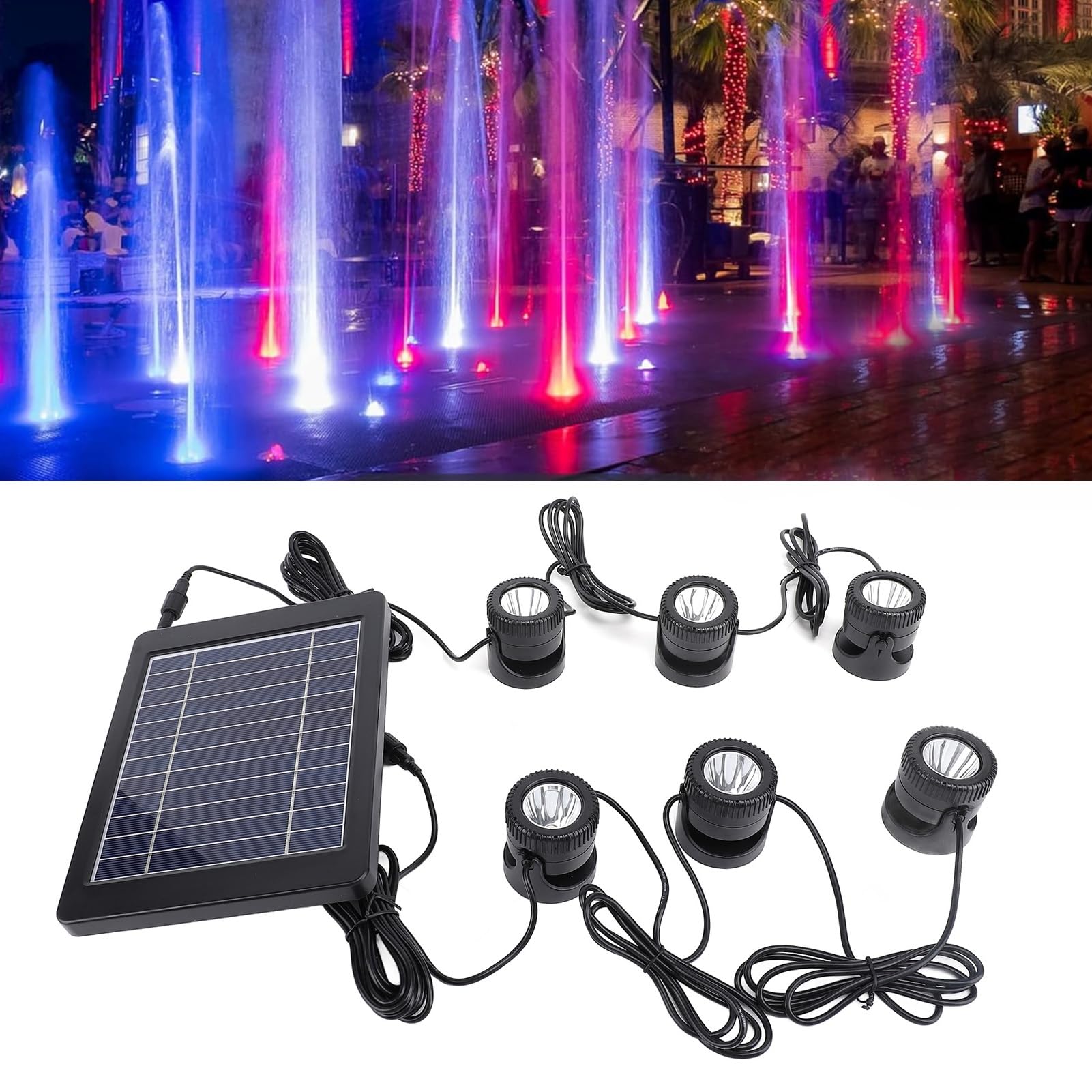 Pyhodi Luci Solari per Laghetti, 6 in 1 Impermeabili IP68, Luci Subacquee a Colori Cangianti, Faretti LED Sommergibili Super Luminosi per Acquari, Fontane, Giardini e cortili.