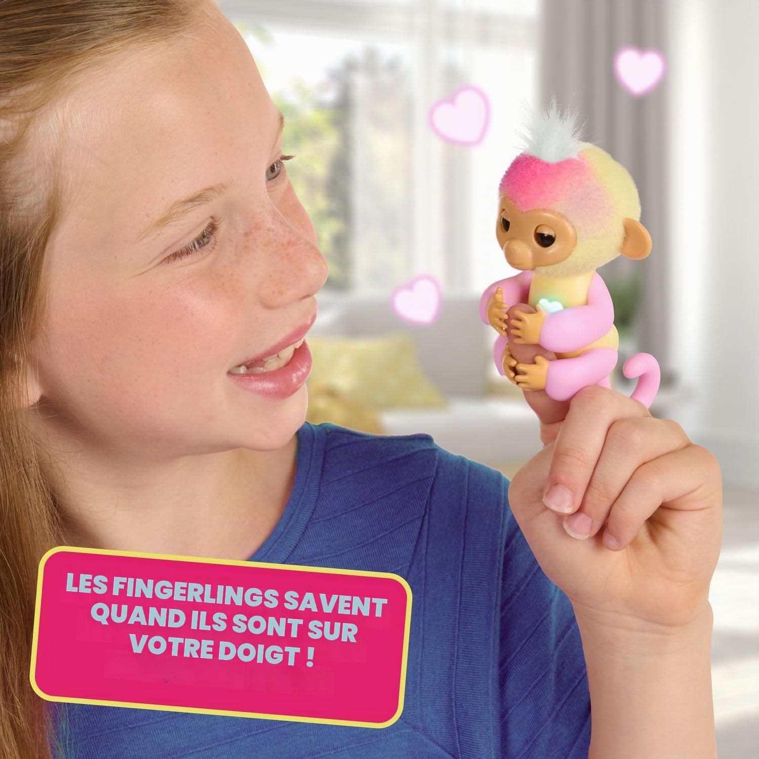 Fingerlings 2023 Ensemble bébé interactif avec lit bébé et Chaise Haute 2 en 1 et 6 Accessoires (à partir de 5 Ans)