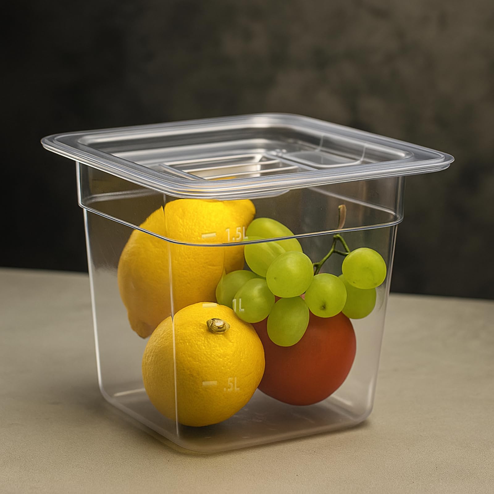 Lot de 6 poêles alimentaires avec couvercles, taille 1/6, incassables, empilables en plastique pour hôtel, fête, restauration, cuisine, préparation des repas, de -40 °C à 100 °C (2,22 L