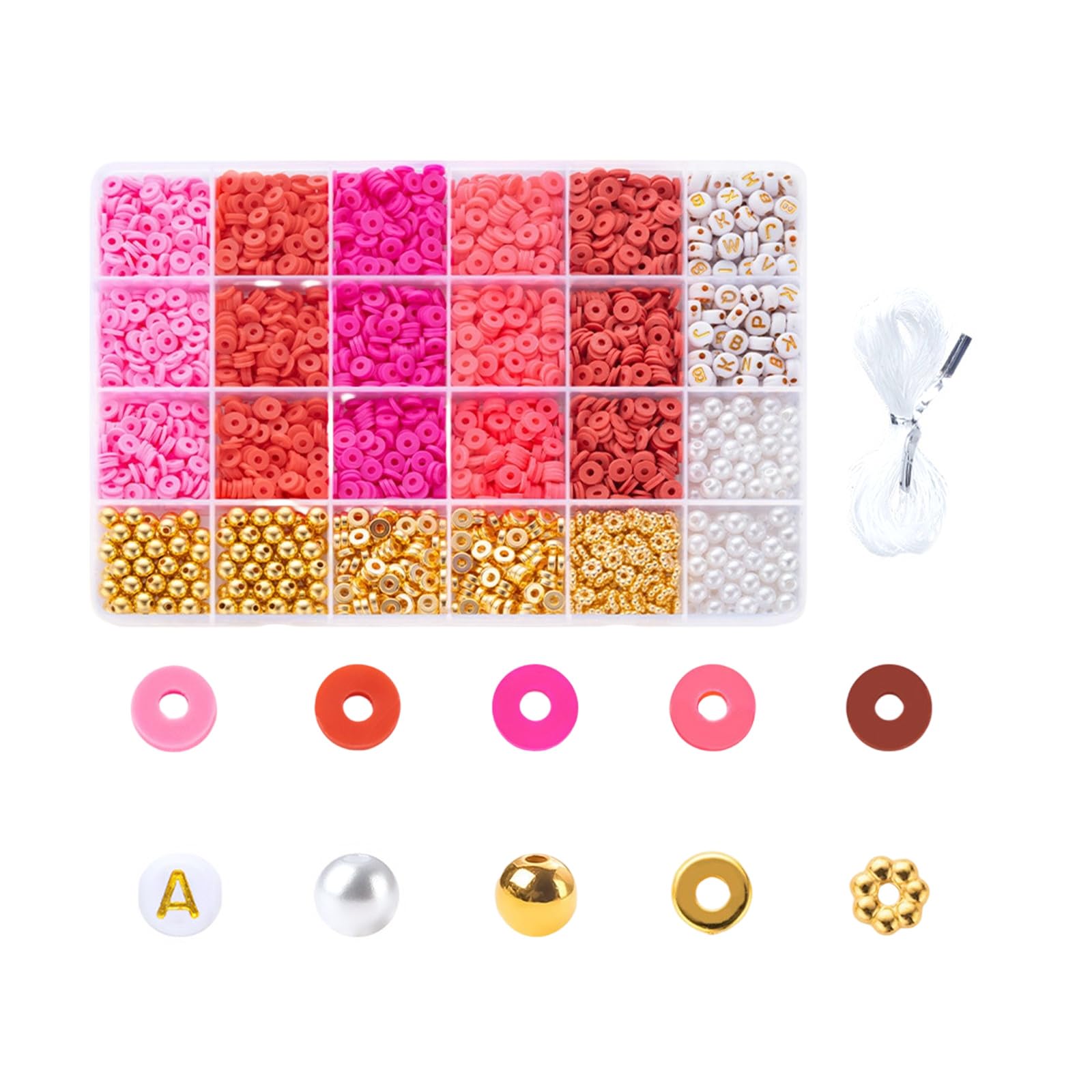 Xjdzineq Colourful Beads Round Spacer Letter Clay with Hole Set Craft Set Round Spacer