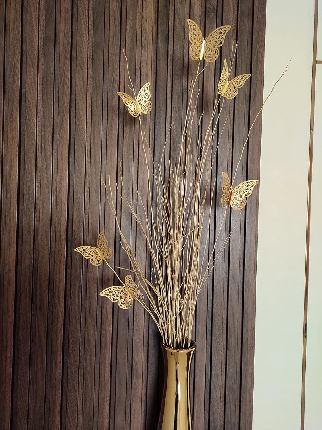 cartxomy 3D Shimmer Gold Butterfly Decorations Wall Decor for Home Party Living Room Classroom Baby’s Kids Bedroom Decor Stickers (12 PCS) 4