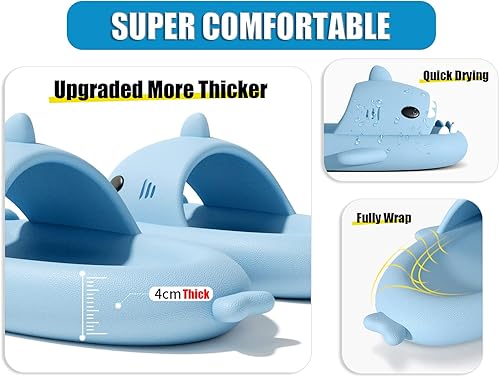 Miniatura 3 de soofylia Shark Slides - Pantuflas de tiburón para adultos, mujeres y hombres, sandalias de playa unisex con diseño de tiburón nube, pantuflas de