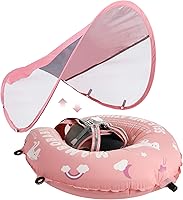 Vista 21 de Mambobaby Más Nuevo Flotador Plegable Comprimible Autoinflable para Bebé con Toldo Solar – Verde