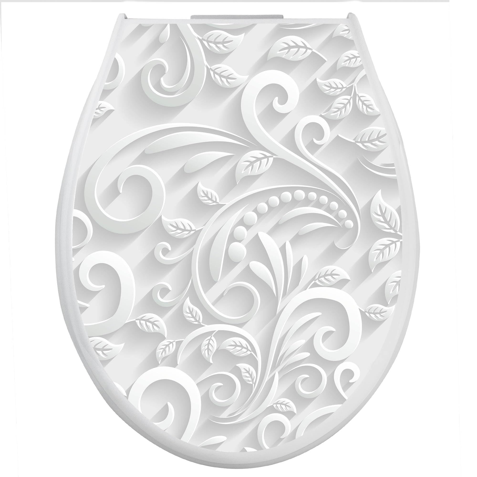 banjado Familien WC Sitz mit Absenkautomatik 44,9x37,1cm - Klobrille mit Kindersitz aus hochwertigem Polypropylen - Toilettendeckel mit Kinder Toilettensitz integriert - Motiv White Swirl