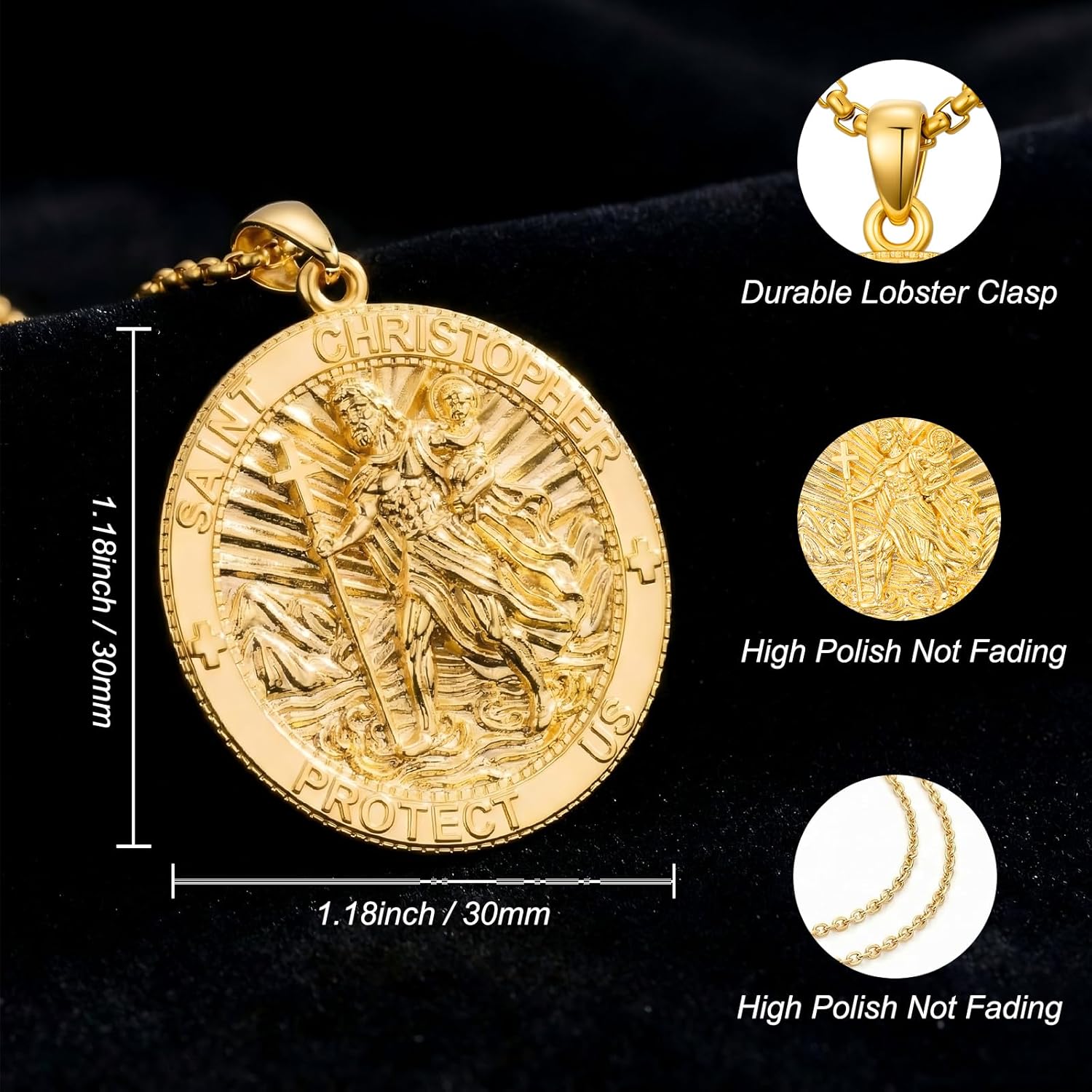 Patron Saint Necklace 14K Gold Medal Catholic Pendant Christian Religious Amulet Jewelry Gift for Men Women - Image 6