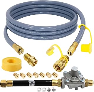MCAMPAS 10 Feet 1/2" ID Natural Gas Quick Connect Hose and Regulator Replacement for Kitchen-Aid 710-0003 Gas Grill Conversion Kit,Convert 4-Burner Cabinet Style Gas Grill to Natural Gas