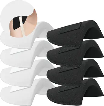 4 Pairs Shoulder Pads for Women, 1.5cm Thick Premium Sponge Shoulder Pads, Reusable Velcro/Sew-in for Blazers, Dresses, 2 Colors (Black & White)