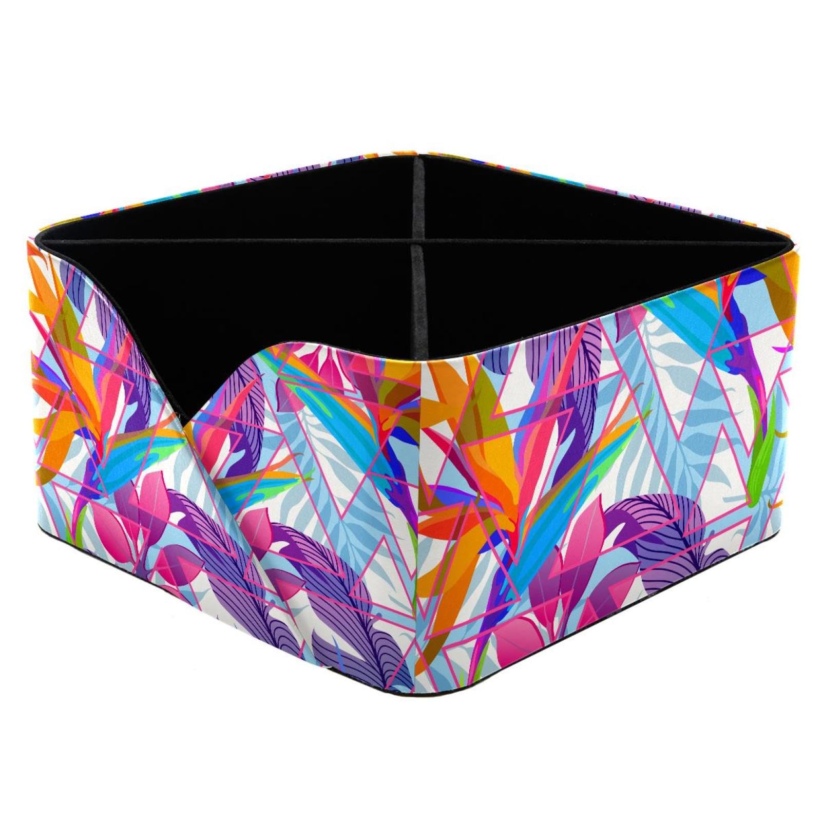 KengjuTesu Summer Floral Palm Desktop Organizer Pen Holder, Rectangular Pencil Cup for Office, Study and Makeup Stations