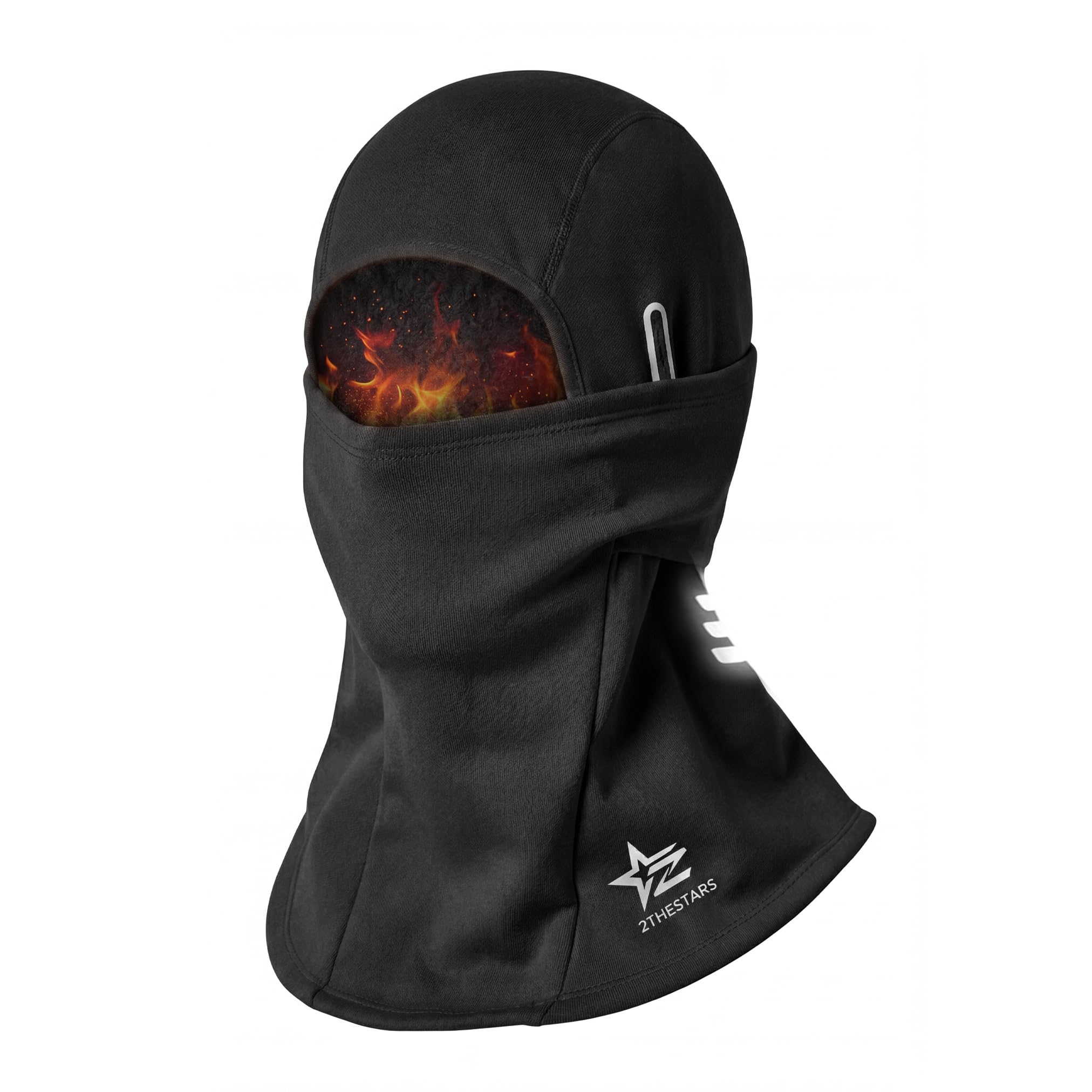 2THESTARS Sturmhaube Skimaske Winddicht Thermo Halswärmer für Helme | Hochdichtes Thermogewebe schützt vor Wind; seitliche Brillenöffnungen, extra langer Halsschutz und 4-Wege-Stretch