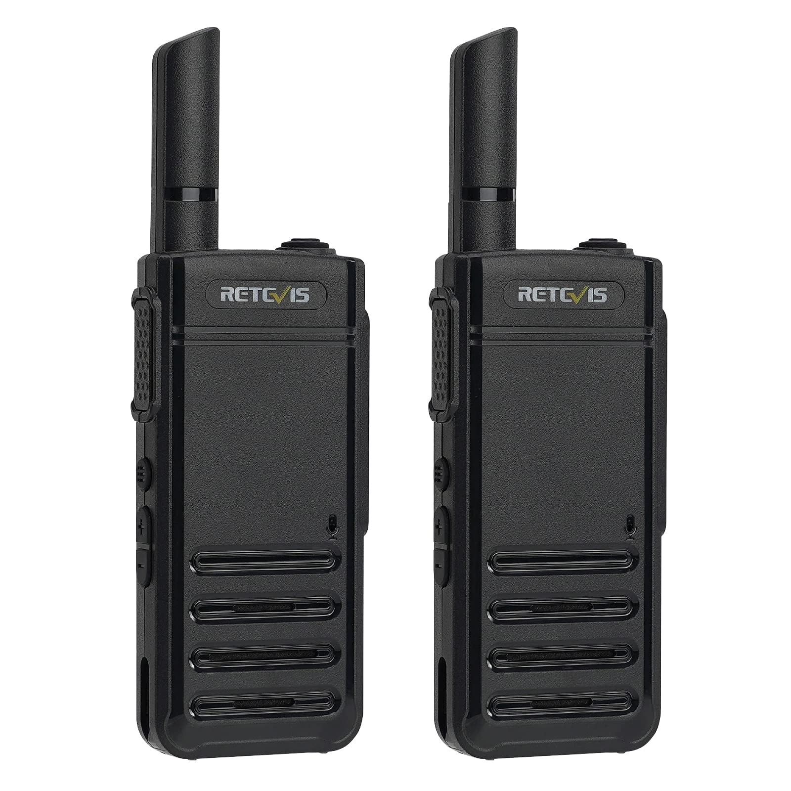 Retevis RB639 Walkie Talkie Profesional, 1000mAh, 17mm Ultrafino Walkie-Talkie, PMR446, USB-C, VOX, Alarma de Emergencia, Walkie Portátil para Restaurantes, Tiendas (2 Piezas, Negro)