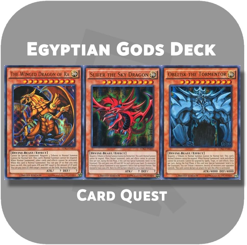 Complete Custom Deck for Yu-Gi-Oh! - Egyptian Gods (Obelisk The Tormentor & Slifer The Sky Dragon & The Winged Dragon of Ra) Deck