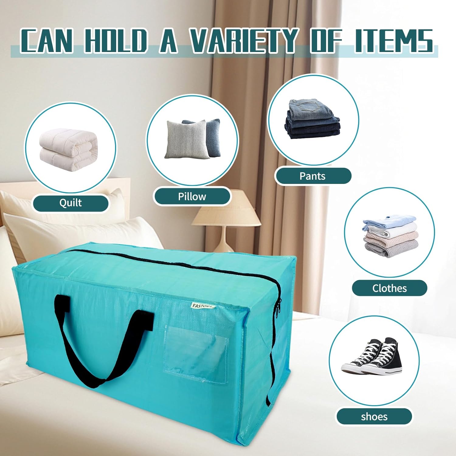 6-Pack Moving Bags,Heavy Duty Large Storage Bags with Zippers & Backpack Straps,Space Saver Bags are Packing Supplies for Moving & Travel,Alternative to Moving Boxes(BLUE) - Image 3