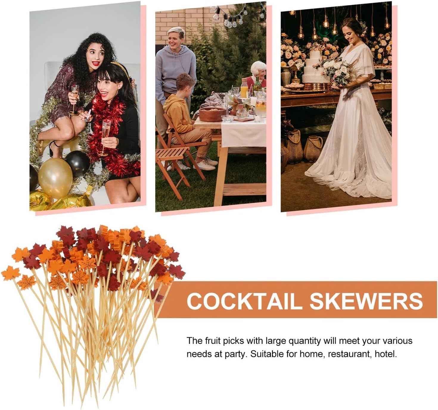 Cocktail Picks Cocktail Picks 500pcs 12.00cm Maple Leaf Bamboo Fruit Decorative Toothpicks