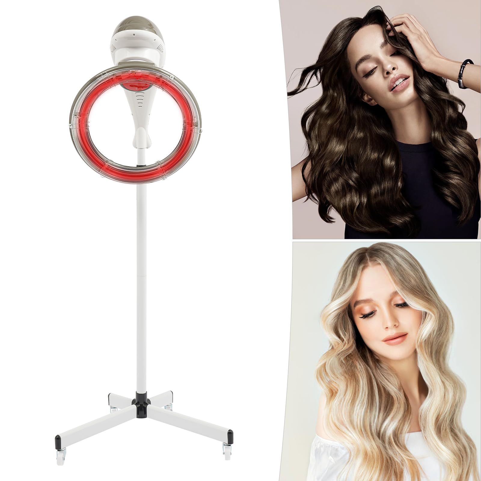 Chauffage De Coiffure Avec Support 950W, Appareil De Coloration Pour Salon De Coiffure, Rotation à 360°, Processeur De Couleur, Coiffage Permanent, Pour Salon Spa, Soins Capillaires à Domicile (Gris)