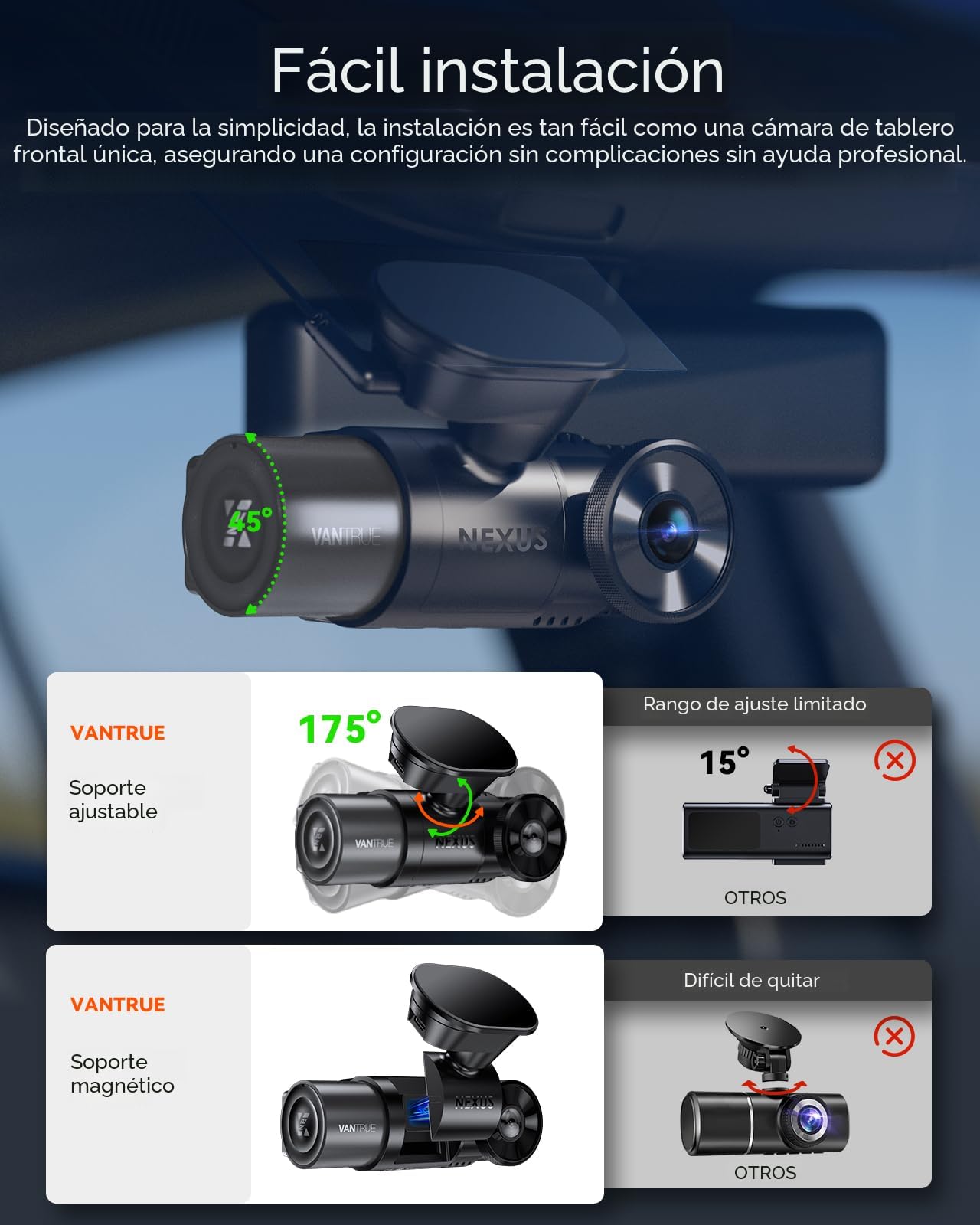 Amazon.com: Vantrue N2X - Cámara de tablero 2.7K frontal y