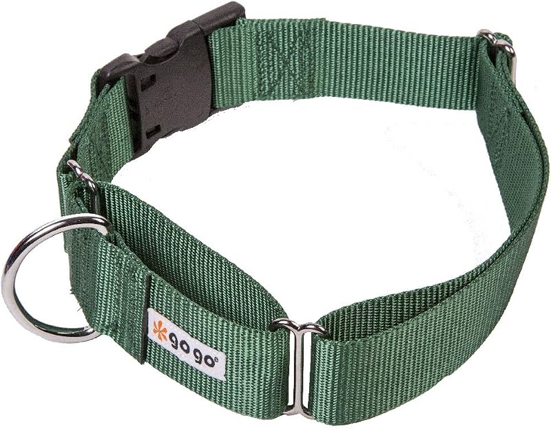 Coleira Martingale para Cães GOGO Gentle Training Nylon Verde Hunter Green, Extra Grande